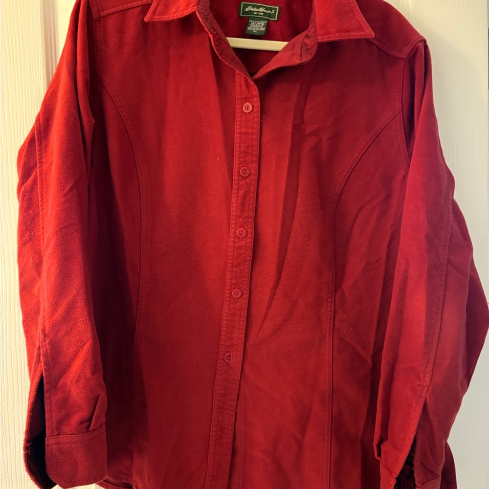 Eddie Bauer Women’s Rich Red Casual Button Down Shirt